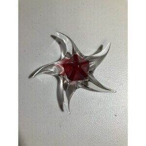 Glass Paperweight Red Starfish 3 D Art Murano Style